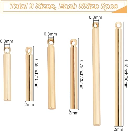 Miniatura 2 de CREATCABIN 1 caja de abalorios de barra de oro en blanco, tiras de estampación en blanco chapado en oro real de 18 quilates, colgantes rectangulares