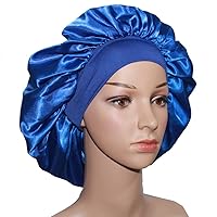 Vista 13 de VEYRNEIC Gorro de satén para el cabello para dormir, gorras de seda para quimioterapia con banda elástica ancha, gorro de dormir para mujeres