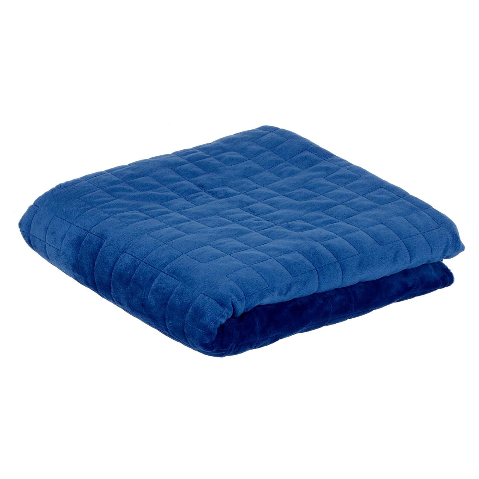 Hodge And Hodge Navy Weighted Blanket Cover Only Quilted Velvet Fleece Throw Sleep Therapy 130X150cm