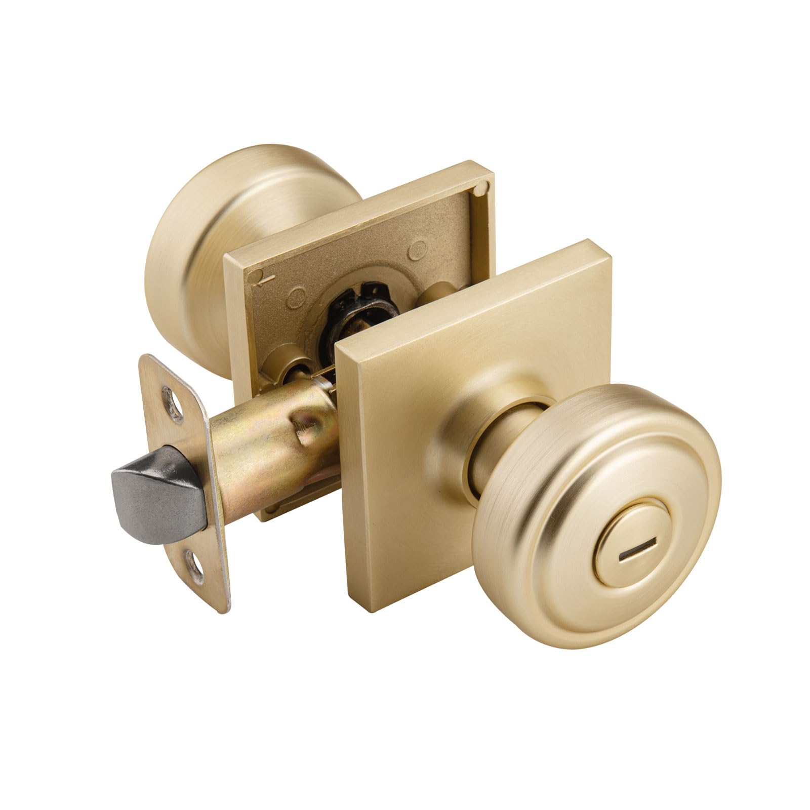 Brushed Gold Door Knobs - 6 Pack with Privacy Lock -8