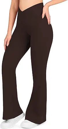 Nirlon Women's High Waisted Crossover Flare Yoga Pants