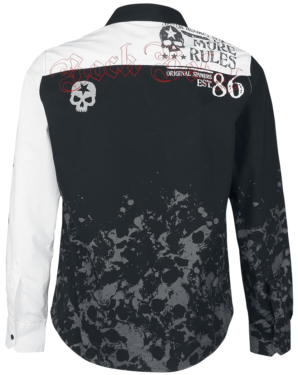 Rock Rebel by EMP Herren schwarz-weißes Hemd mit rockigem Print