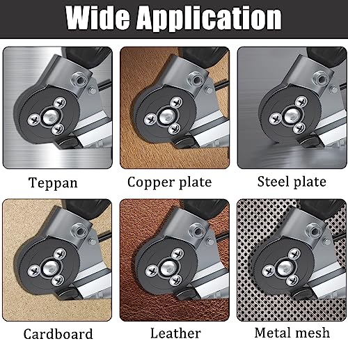 Cokacot Metal Nibbler Drill Attachment - Portable Electric Drill Plate Cutter Robust Metal Nibbler Drill Attachment with Adapters for Cutting Cardboard Iron Copper Aluminum Steel Sheet Hard Materials