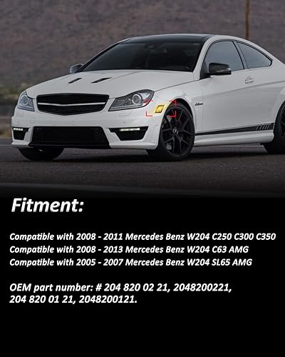 Miniatura 3 de Bestview Luces LED de posición laterales compatibles con Mer'cedes Benz W204 C250 C300 C350 y 2008-2013 C63 AMG, lado del conductor y del pasajero,