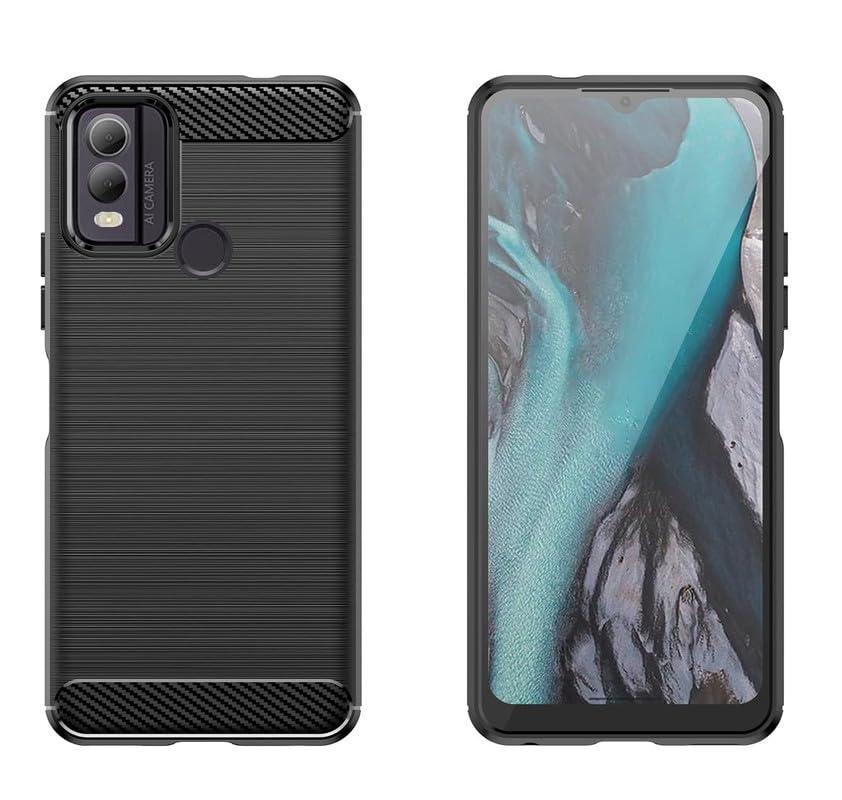 Image of NPRC Hybrid Ultra Slim Protective Case TPU Non-Slip Carbon Fiber Texture Shockproof Case Cover for Nokia C22 - Black