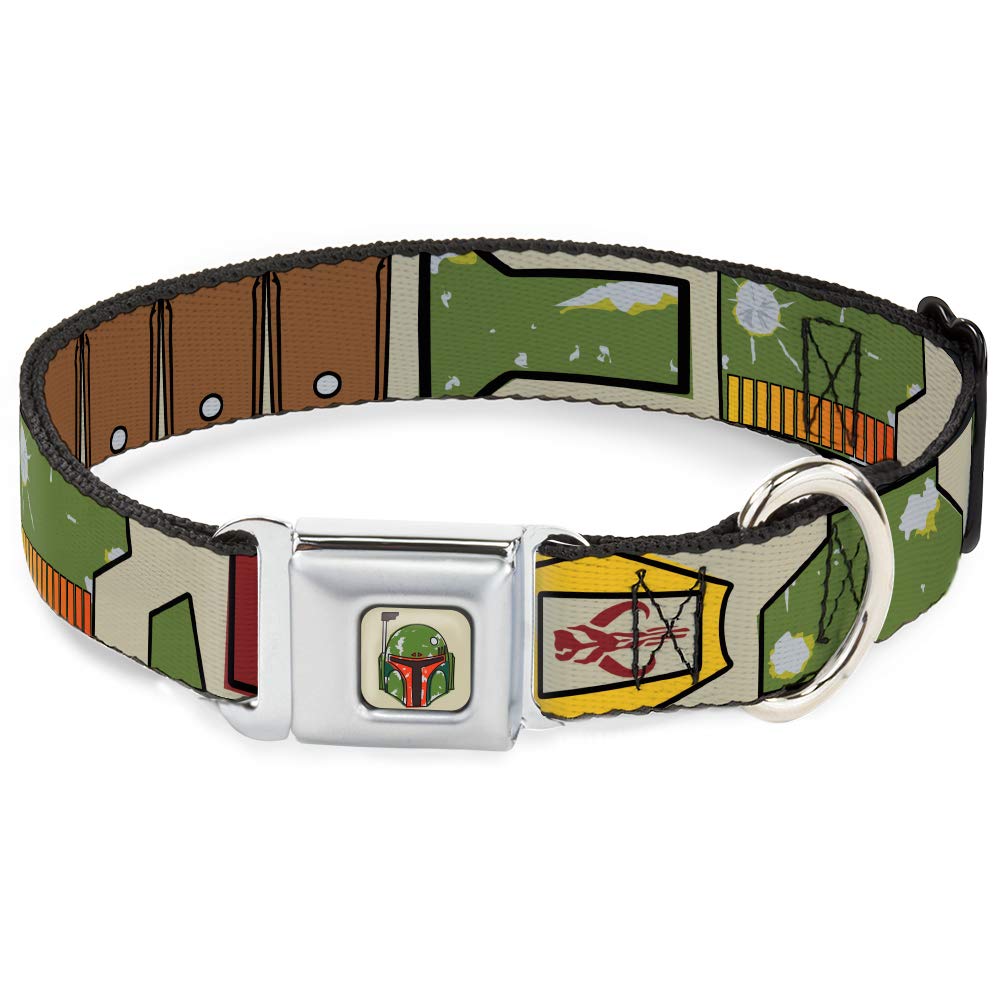 Star Wars Pet Collar, Dog Collar Metal Seatbelt Buckle, Star Wars Boba Fett Utility Belt Bounding Tan, 20 to 31 Inches 1.5 Inch Wide