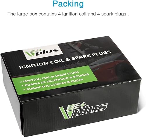 Miniatura 7 de Vplus Juego de 4 bujías y paquetes de bobinas UF499 27301-26640 y 7090 BKR5EGP compatible con Kia Rio Rio5 Rondo Hyundai Accent 2006-2011 1.6L l4,