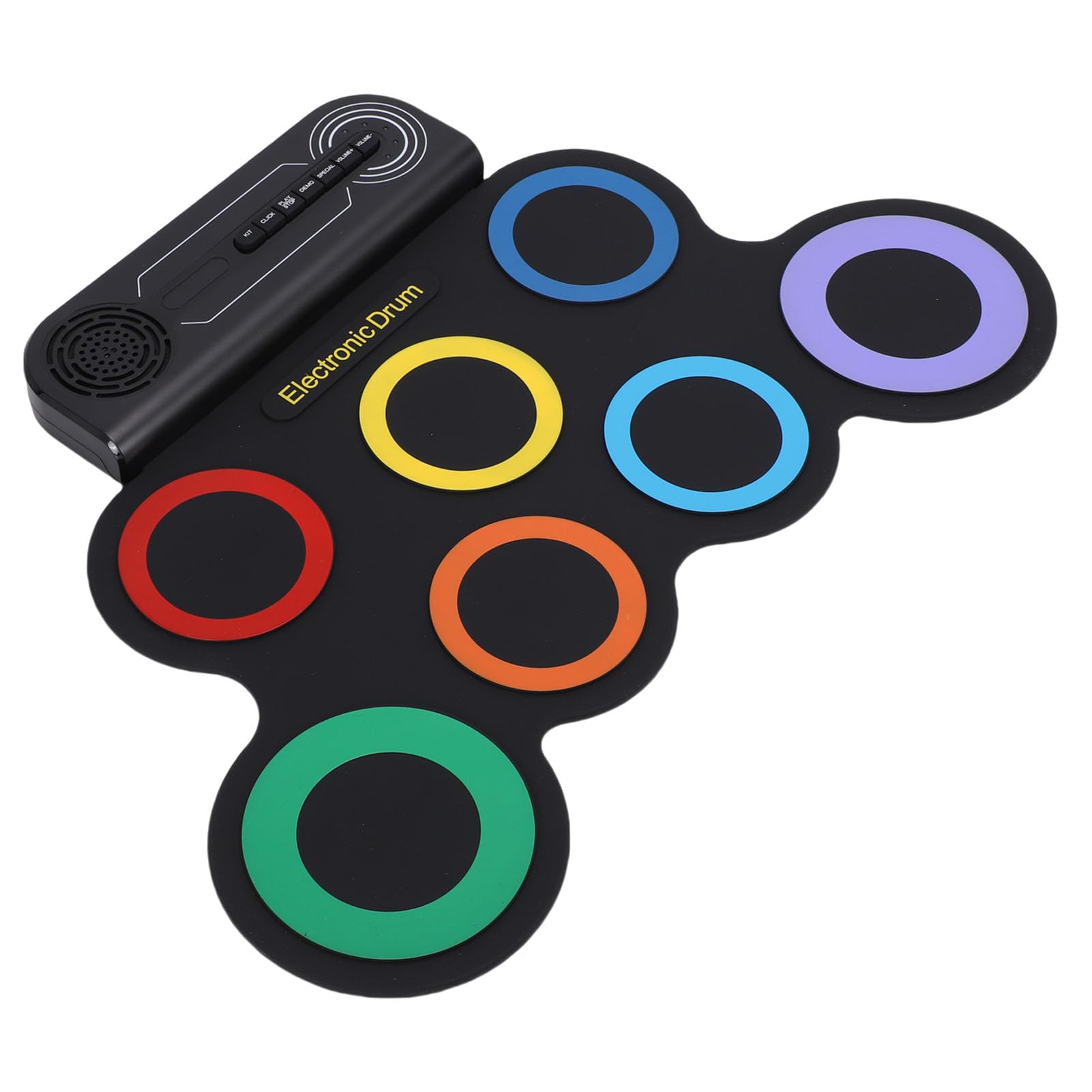 Alomejor Set di Batteria Elettronica Arrotolabile, Pad per Batteria con Altoparlante Stereo Integrato con 7 Pad, 2 Pedali, Ricaricabile per Esercitazione dei Bambini