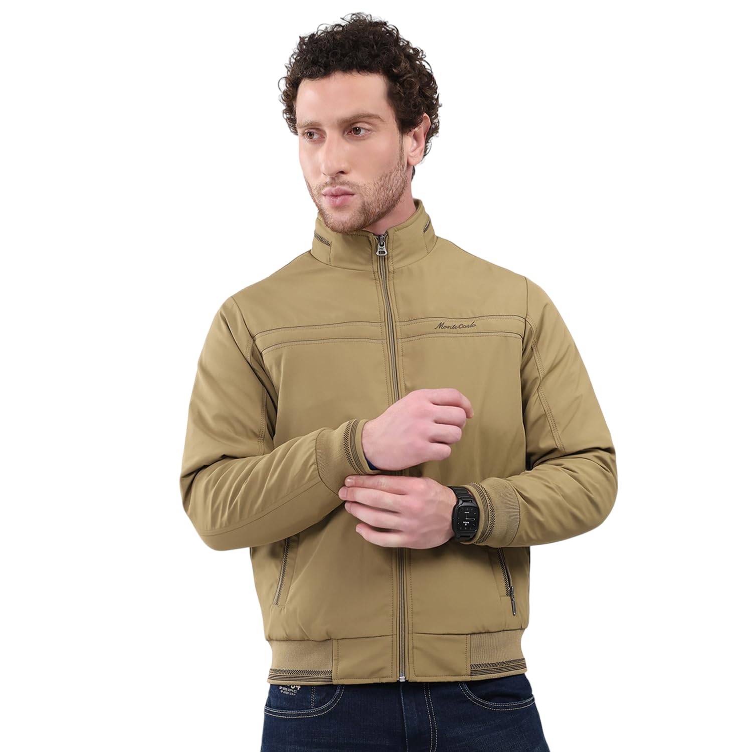 Monte Carlo Men Regular Fit Solid Pattern Mock Neck Side Pocket Zipper Full Sleeve Winter Jacket|Men Puffer Jacket| Lightweight Warm Quilted Winter Coat|Trendy Winter Jackets For Men (Pack Of 1)