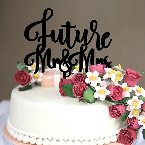 Miniatura 4 de Future Mr Mrs - Decoración para tartas, corona de eucalipto, hojas de eucalipto, decoración de cupcakes escrita a mano, romance, acrílico, negro,