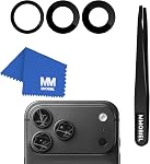 MMOBIEL Back Rear Camera Glass Lens Replacement Compatible with iPhone 17 Pro/17 Pro Max - Rear Camera Glass - Double Sided Adhesive, Tweezer and Cloth
