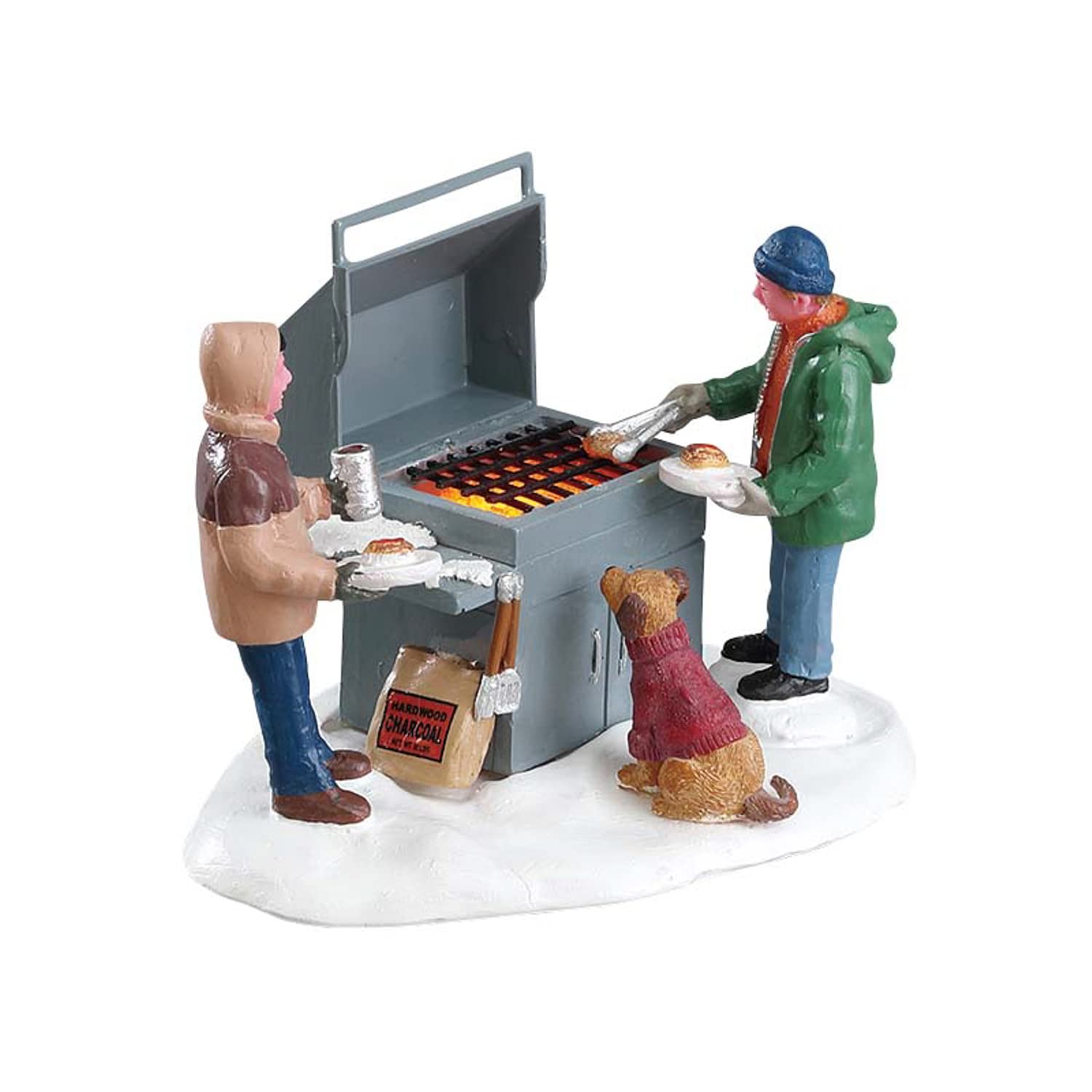Christmas Village Accent Battery Operated Grillin' & Chillin' Porcelain Figurine - Red