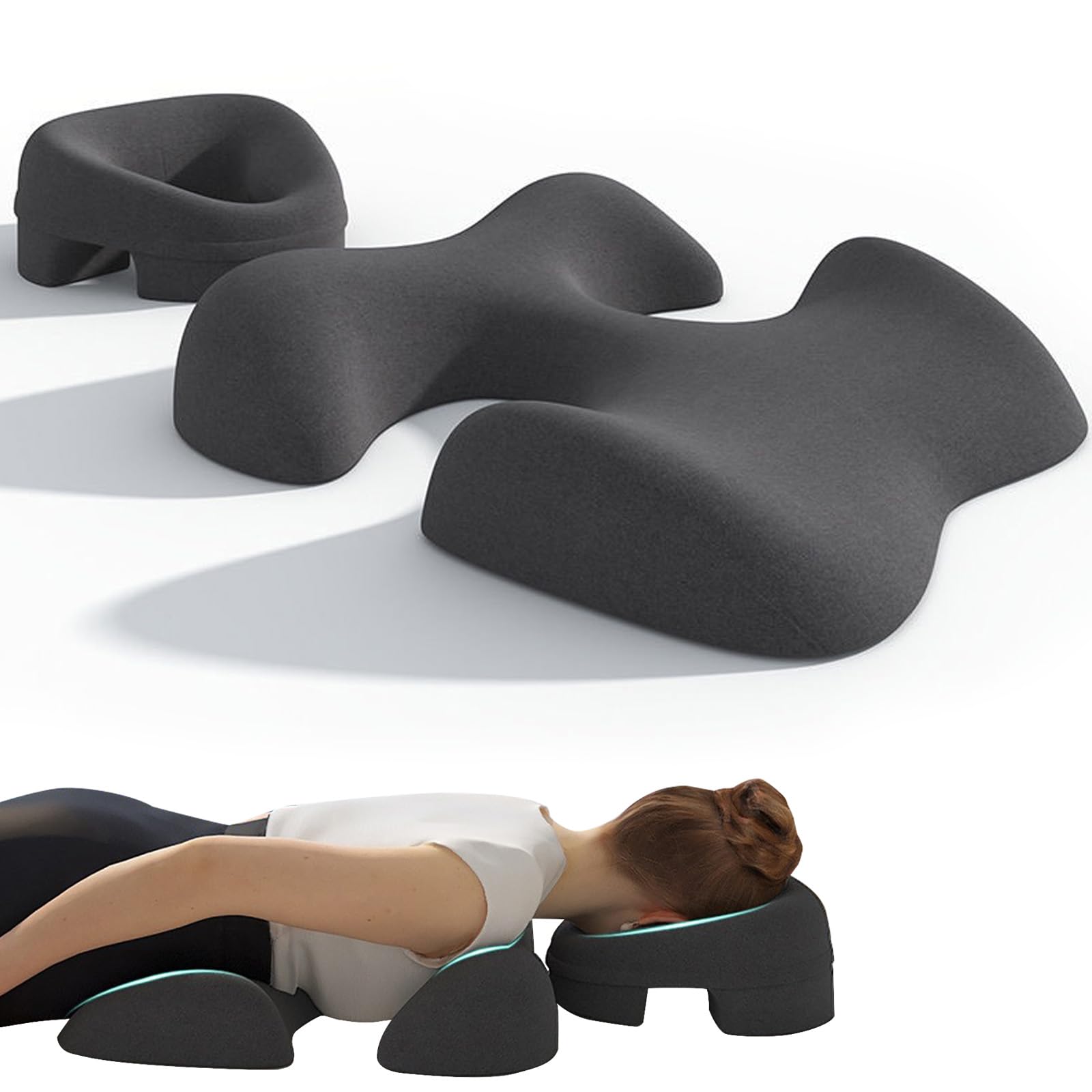 Almohada de Masaje Boca Abajo, Almohada para Dormir con Soporte para el Pecho y la Cara, Viene con una Funda extraíble y Lavable para SPA, Dormir, Black