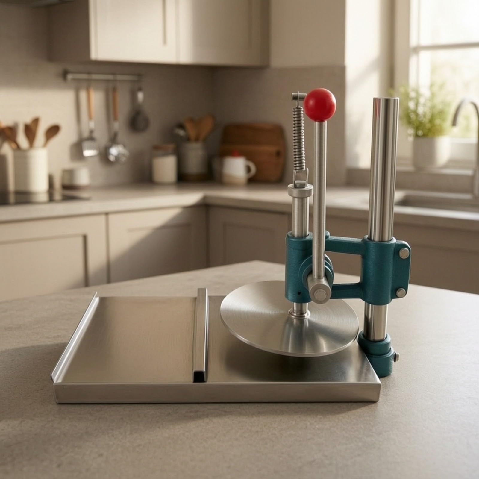 Herramienta Prensadora Pasta y Tortilla Plana Hierro Fundido Resistente Herramienta Prensadora Manual con Palanca y Base Rectangular Portátil