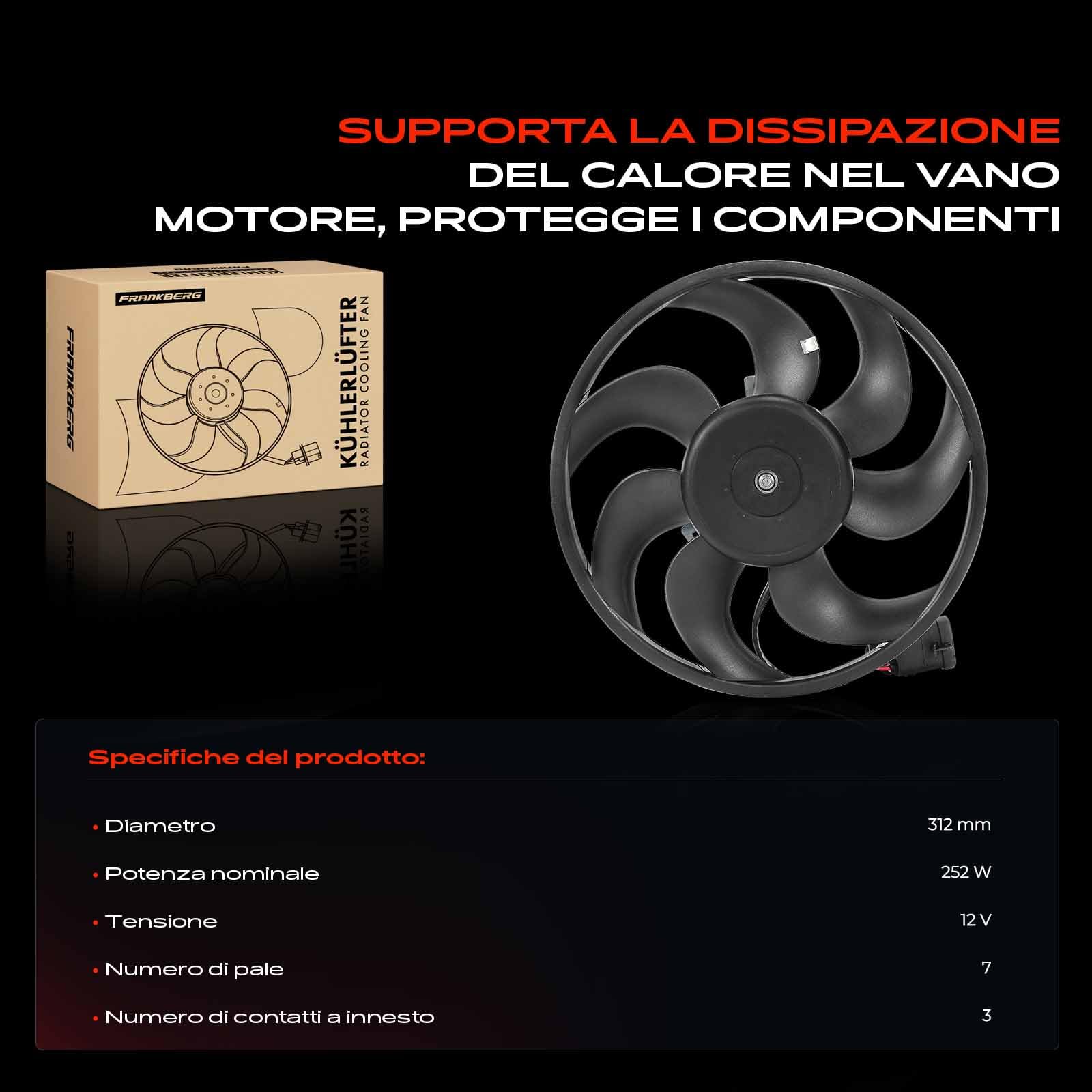 Frankberg Ventola del radiatore ventola di raffreddamento del motore | Compatibile con: Astra Classic A04, Astra H A04, Caravan Astra Classic A04, Astra Classic Berlina A04, Astra H GTC A04
