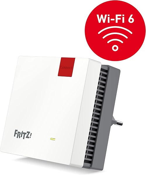 FRITZ!Repeater 1200 AX Edition International, Ripetitore - Wi-Fi 6 extender Dual Band con 2.400 Mbit/s (5 GHz) & 600 Mbit/s (2,4 GHz), Mesh, Access Point, 1x Gigabit LAN, Interfaccia in italiano - 2