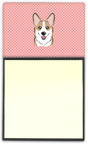 Caroline's Treasures BB1253SN Tablero de ajedrez Rosa Corgi Soporte de notas adhesivas recargable o dispensador de notas Postit, 3.25 x 5.5