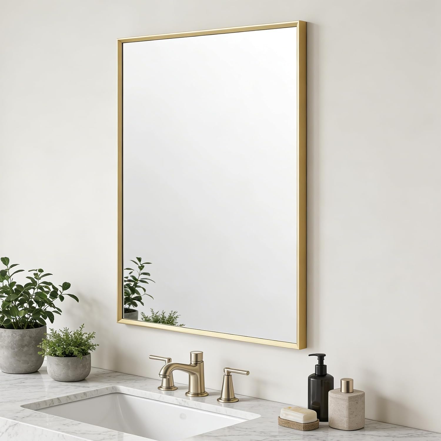 BOMINICA Rectangular Wall Mirror Framed Wall Mirror 16” x 20” for Bathroom, Living Room, Vanity, White