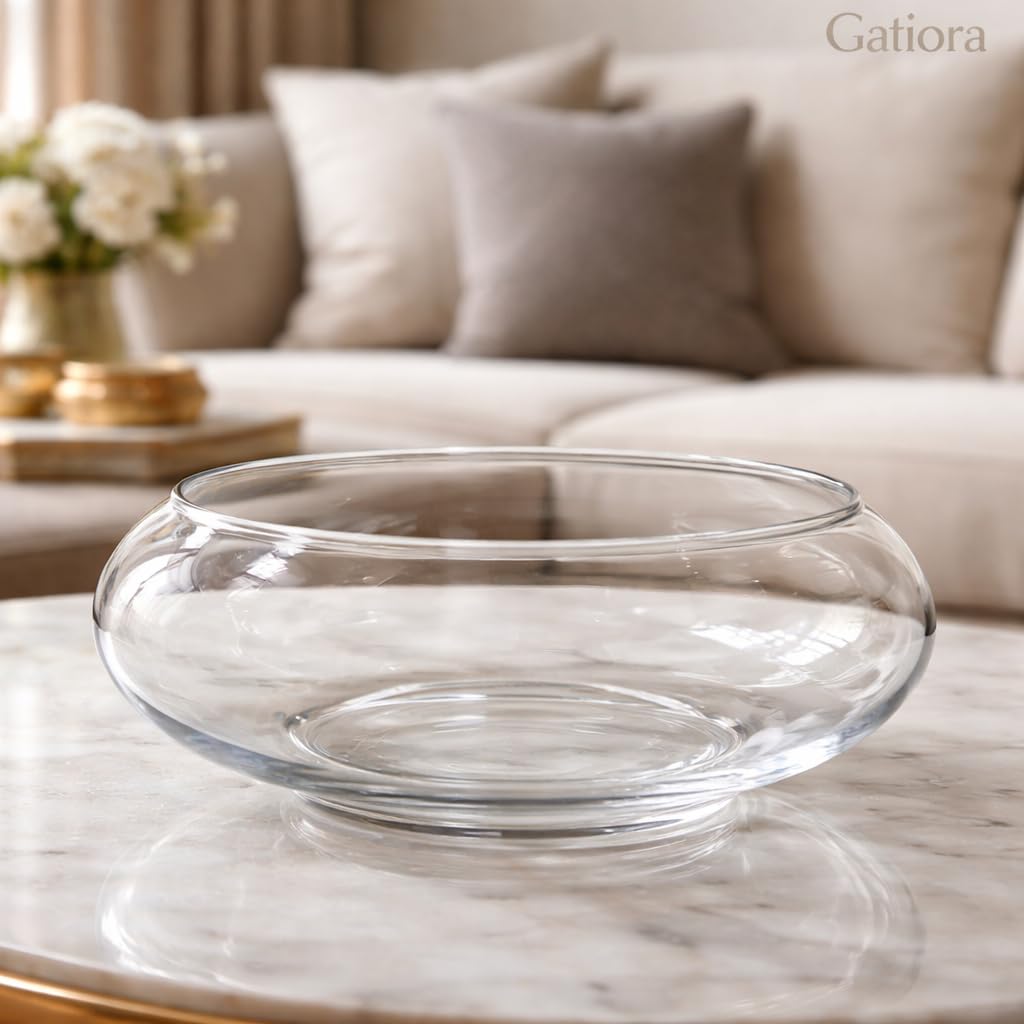 Crystal Decorative Bella Bowl for Home Décor - 8 Inch| Elegant Glass Display Dome with Base for Flowers, Candles, and Collectibles(Clear)-image-5