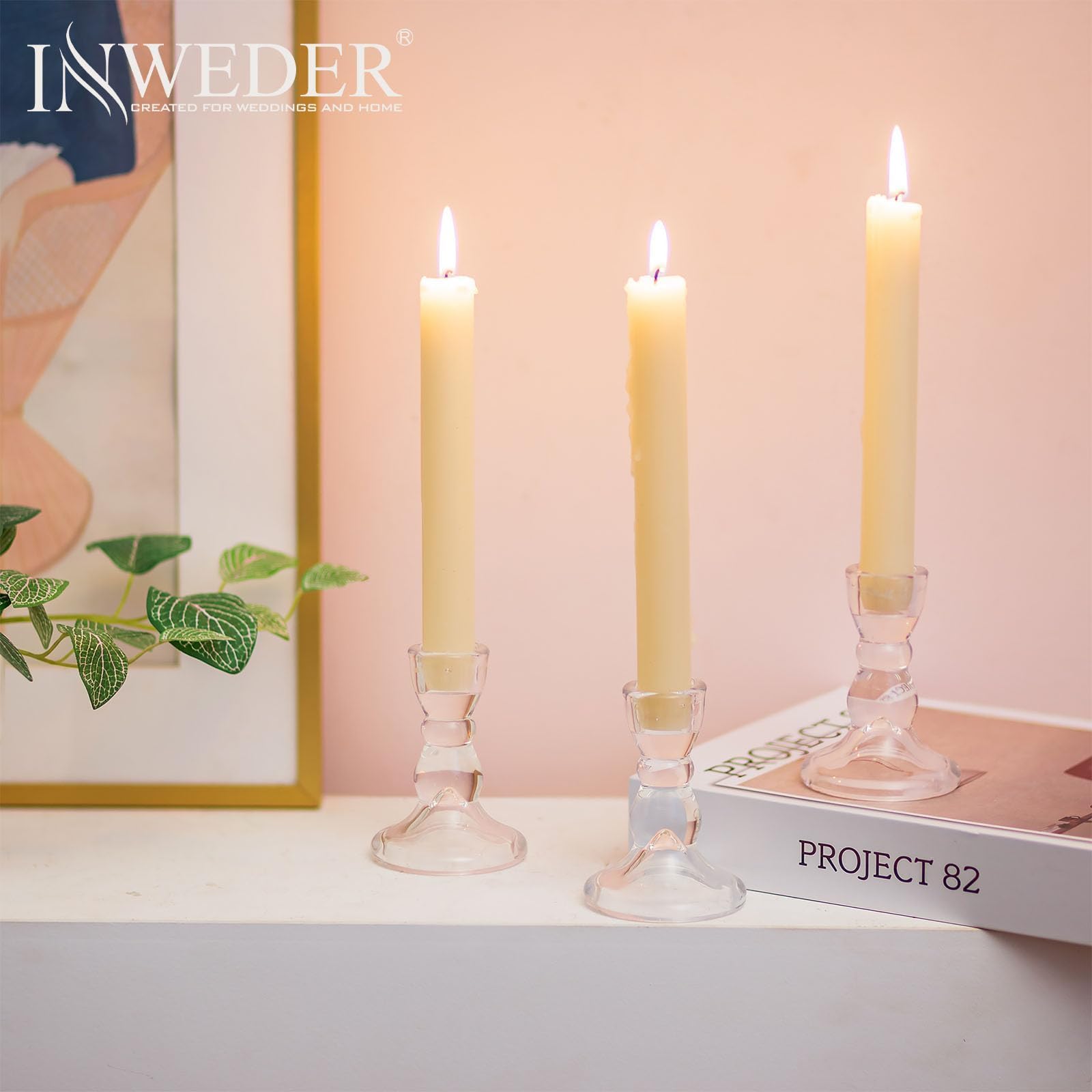 Inweder Kerzenständer Aus Klarglas - 12pcs Kerzenhalter Für Stabkerzen Und Teelichter - Hochzeit, Festival