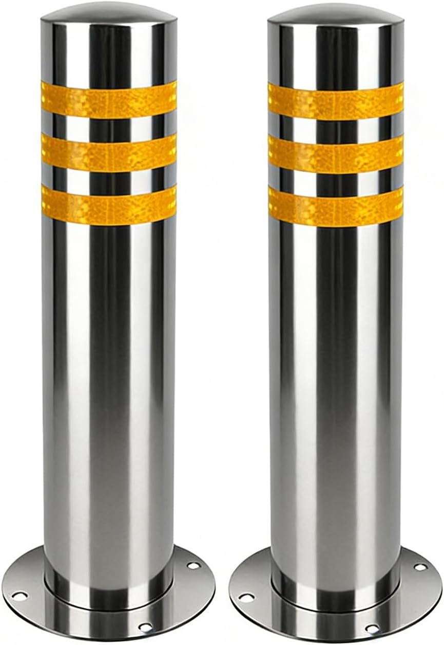 2 Pack Stainless Steel Traffic Posts Surface Mount Safety Bollard For Pedestrian Safety Residential Commercial Use