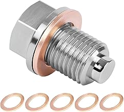 JNNJ Magnetic Oil Drain Plug, Magnetic Cup Drain Nut, Engine Oil Drain Plug, with Copper Crushing Washer, Automotive Stainless Steel Fittings(M12x1.5)