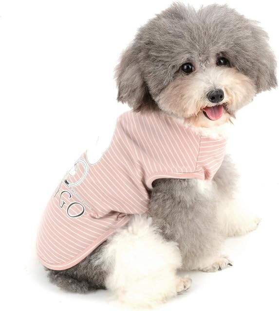 Zunea Dog T Shirts for Small Dogs Girl Boy Striped Vest Summer Tank Top Puppy Clothes Pet Cats Tee Shirt Soft Cotton Clothes Chihuahua Apparel Pink S