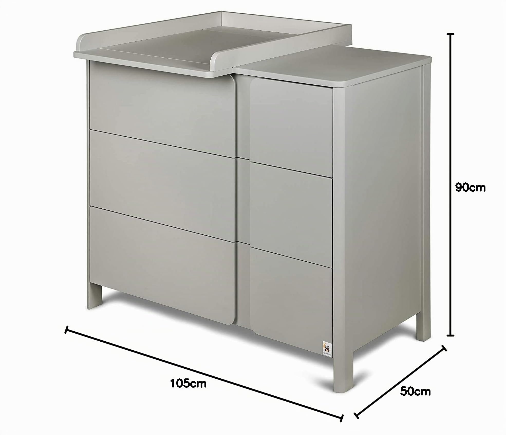 YappyClassic - Cassettiera con fasciatoio, colore: grigio chiaro