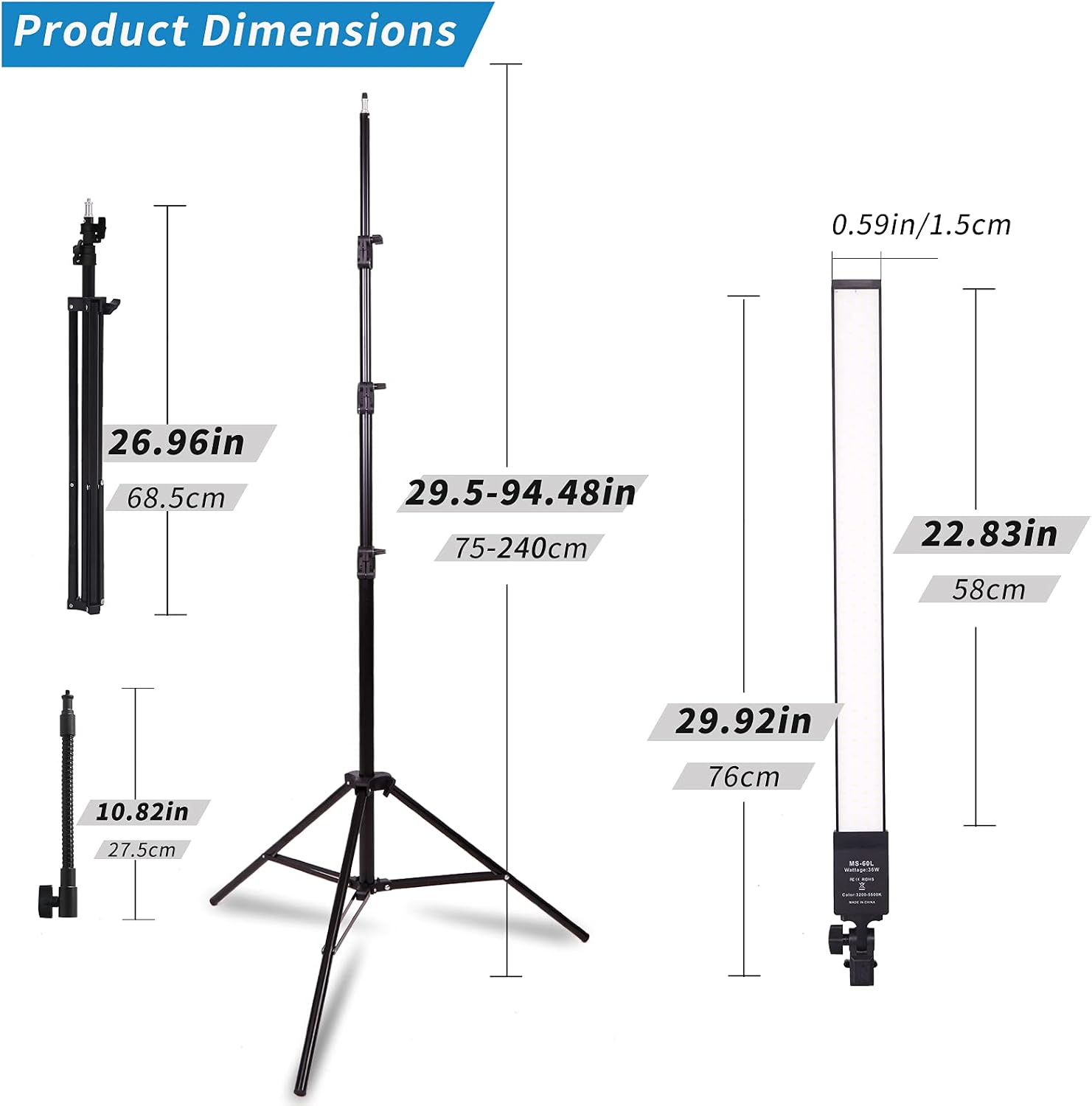 GIJUANRING LED Photography Light Dimmable Bi-Color Video Studio Lighting Camera Light Kit with Stand Bag for Portrait, Product Photography, YouTube Video Recording,Eyebrow Tattoo Eyelash (1 Pack)
