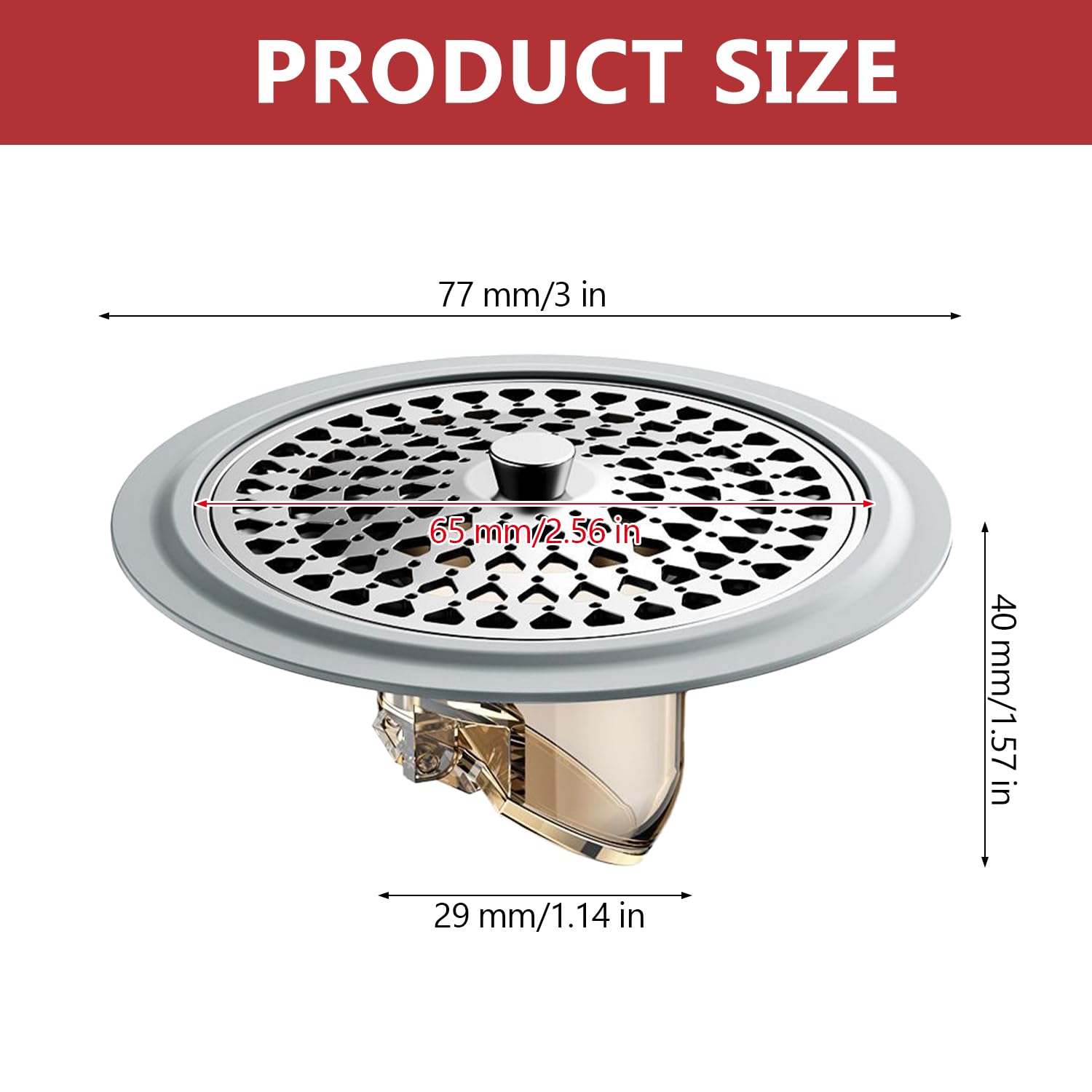 Filtre Cheveux Douche Magnétique 77mm - Bonde Évier Cuisine En Acier Inoxydable - Argent