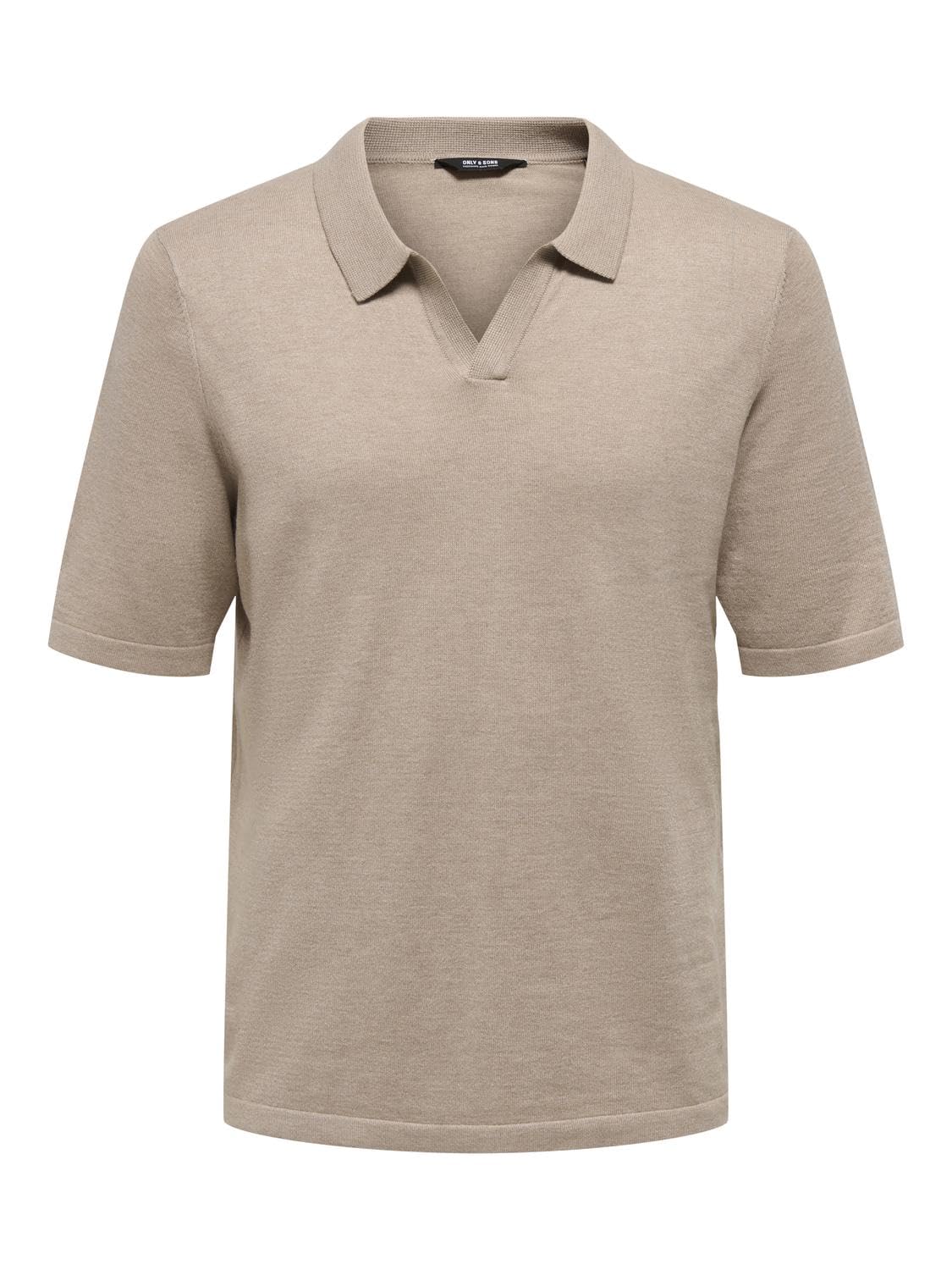ONSDINO REG 14 LINEN SS POLO KNIT Triko Erkek
