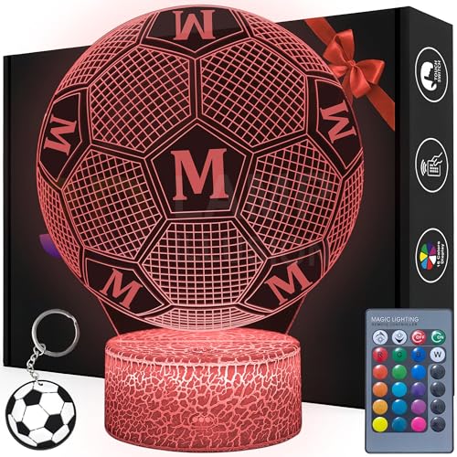 Magiclux Luce Notturna Milano Calcio per Bambini, Regali Calcio per Milan Tifoso, Telecomando 16 Cambia Colore Dimmerabile, Lampada da Scrivania Calcio per Camera dei Bambini