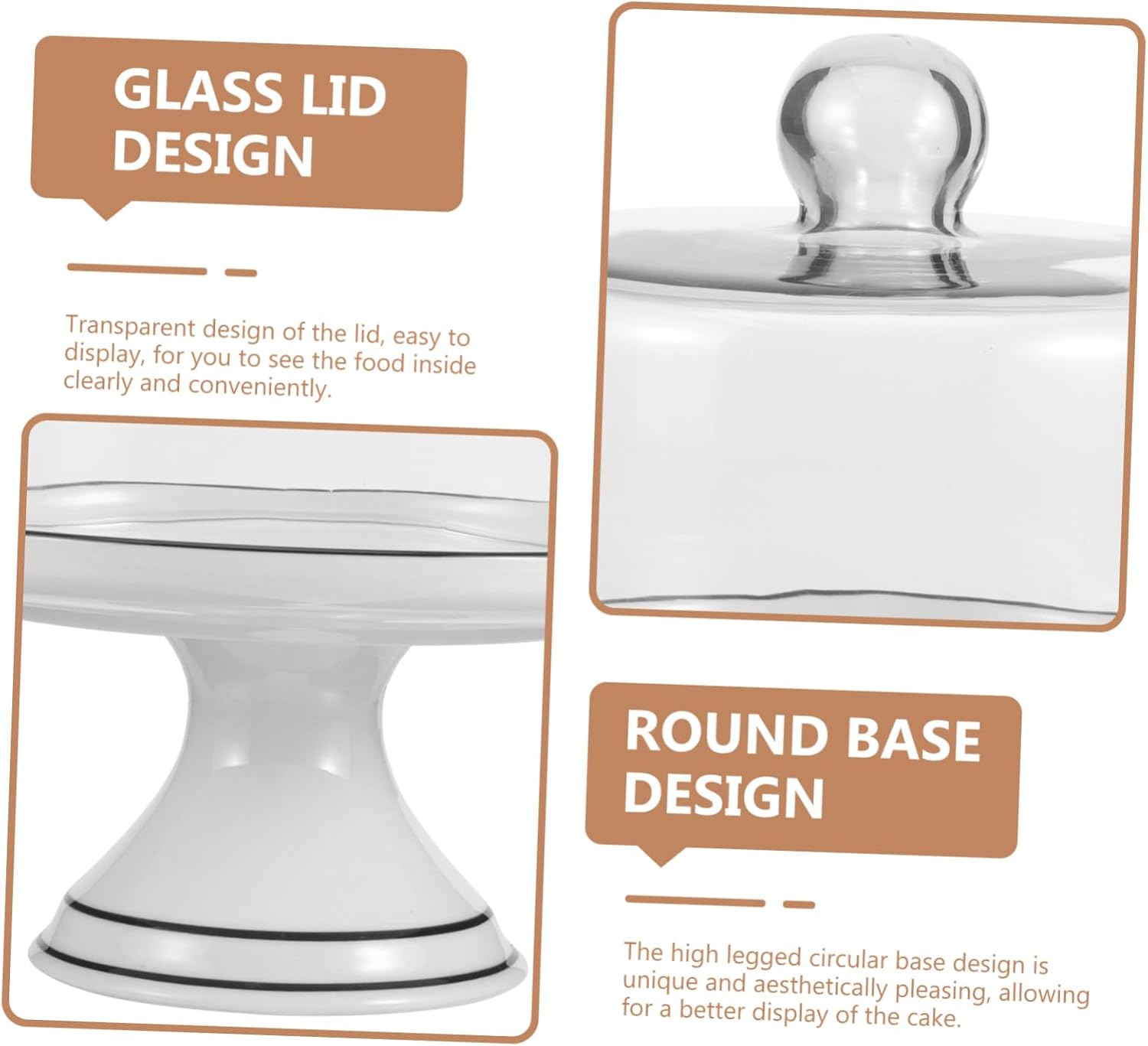 Decorative Cake Plate with Stand Dome Lid Clear Glass Cover Perfect for Wedding Party Display