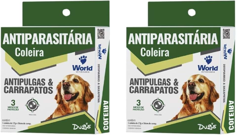 2 Coleira Dugs Antipulgas e Carrapatos Para Cães