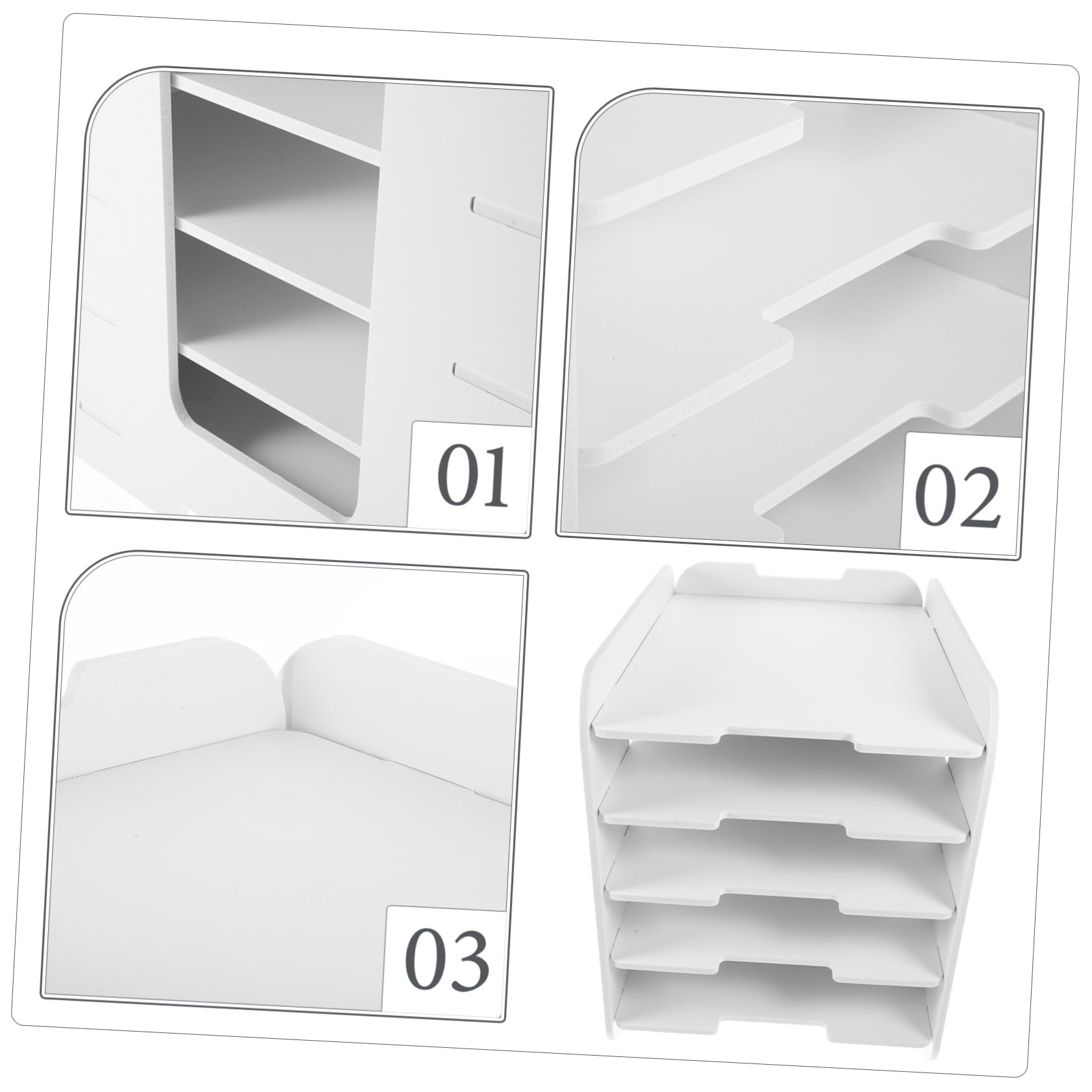 Gatuida Organisateur de Documents Design Empilable en Composite Bois-Plastique Blanc Grosse Capacité, Porte-Documents Bureau pour Maison et École