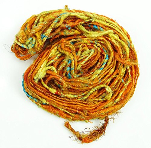 Valuevintage 100G/ 1 Skein Recycled Banana Silk Yarn Hand-Spun Soft Yarns - Orange & Yellow #TOP3
