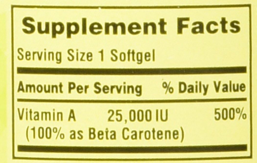 Spring Valley Beta Carotene 25000IU 100ct Softgels