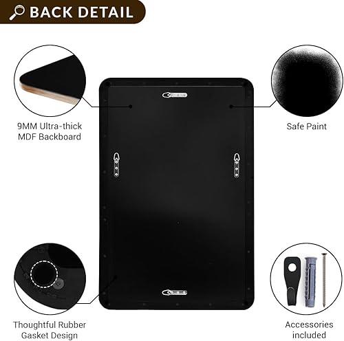 Miniatura 7 de ANDYSTAR - Espejos de baño negros para pared 22 x 30 pulgadas espejo rectangular negro mate espejo de tocador negro moderno espejo de esquina