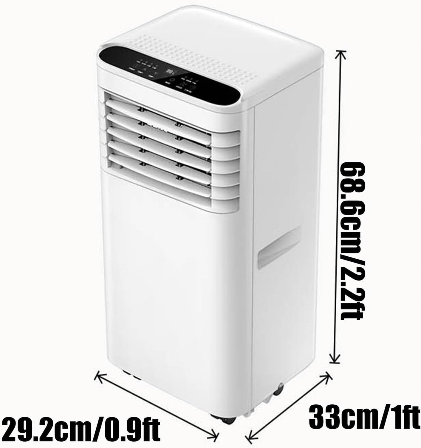 Przenośny klimatyzator 7000 BTU o wysokiej wydajności, wentylator 3 w 1 z trybem osuszania, rolki na kółkach do salonu, sypialni i biura, chłodzony, biały
