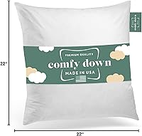 Vista 8 de ComfyDown 22x22 inserto decorativo para almohada, relleno de plumón y plumas, funda de algodón 100 % con recuento de hilos de 233, inserto cuadrado