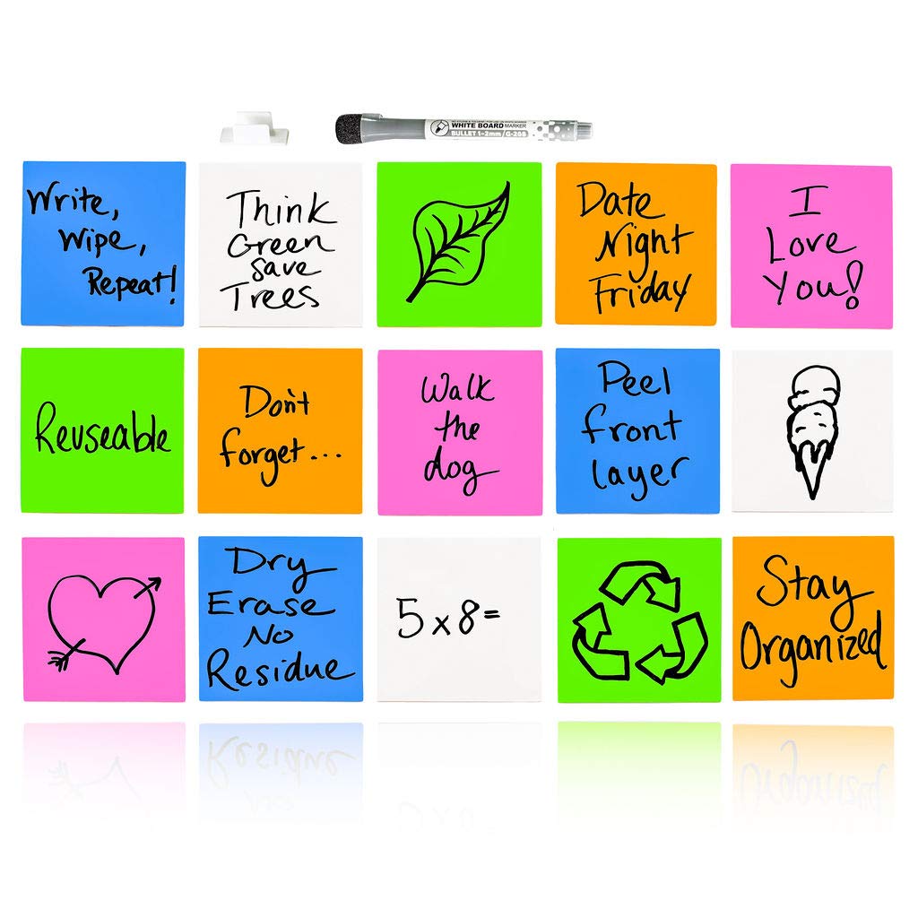 Buy Dry Erase Sticky Notes 30 pack 4x4 Reusable Washable Whiteboard