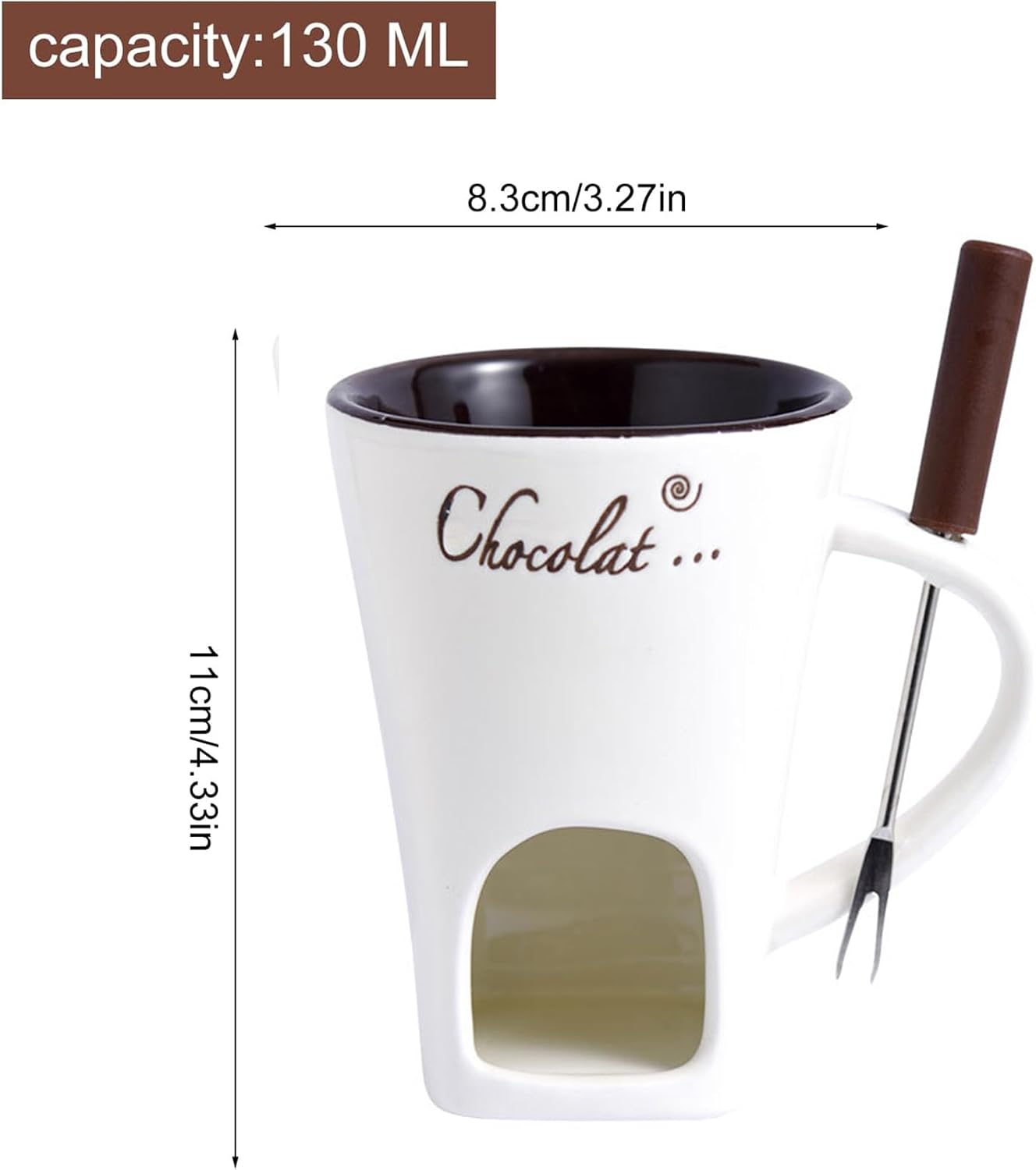 Mini Sweet Fondue Cup, Chocolate Melting Fondue Mugs Set Ceramic Fondue Set for Cheese Coffee Warmer Mug Melting Cup with Fork for Cheese for Birthday, Christmas, Wedding Gift
