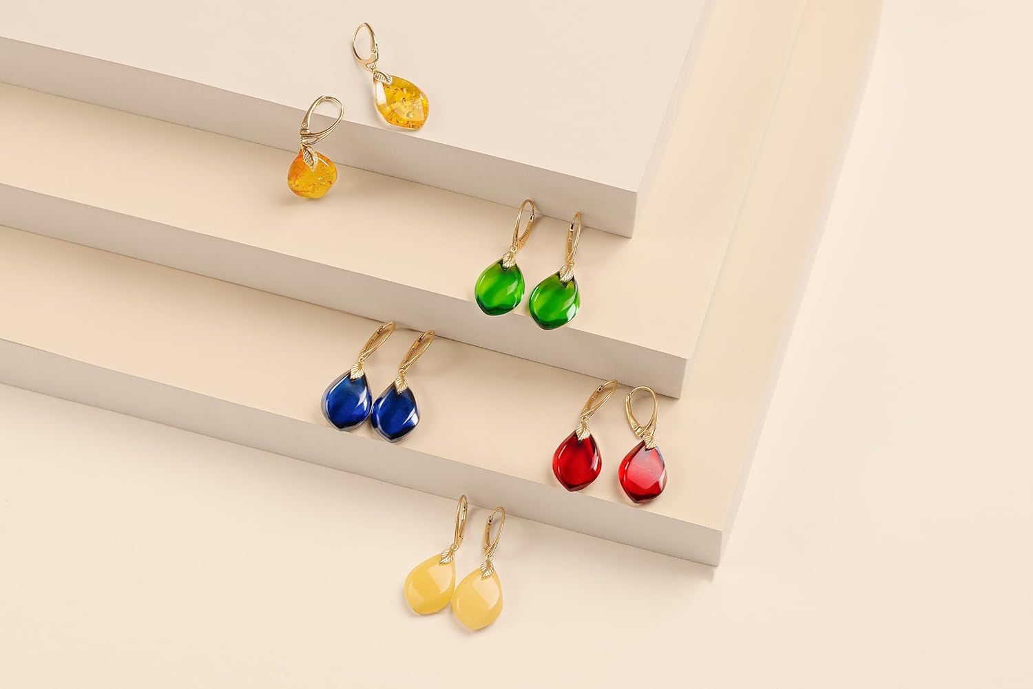 Leverback Earrings for Women – Gold-Plated 925 Silver Drop Earrings with Natural Blue Baltic Amber Piece, Lightweight Jewelry with Secure Closure for Everyday Elegance