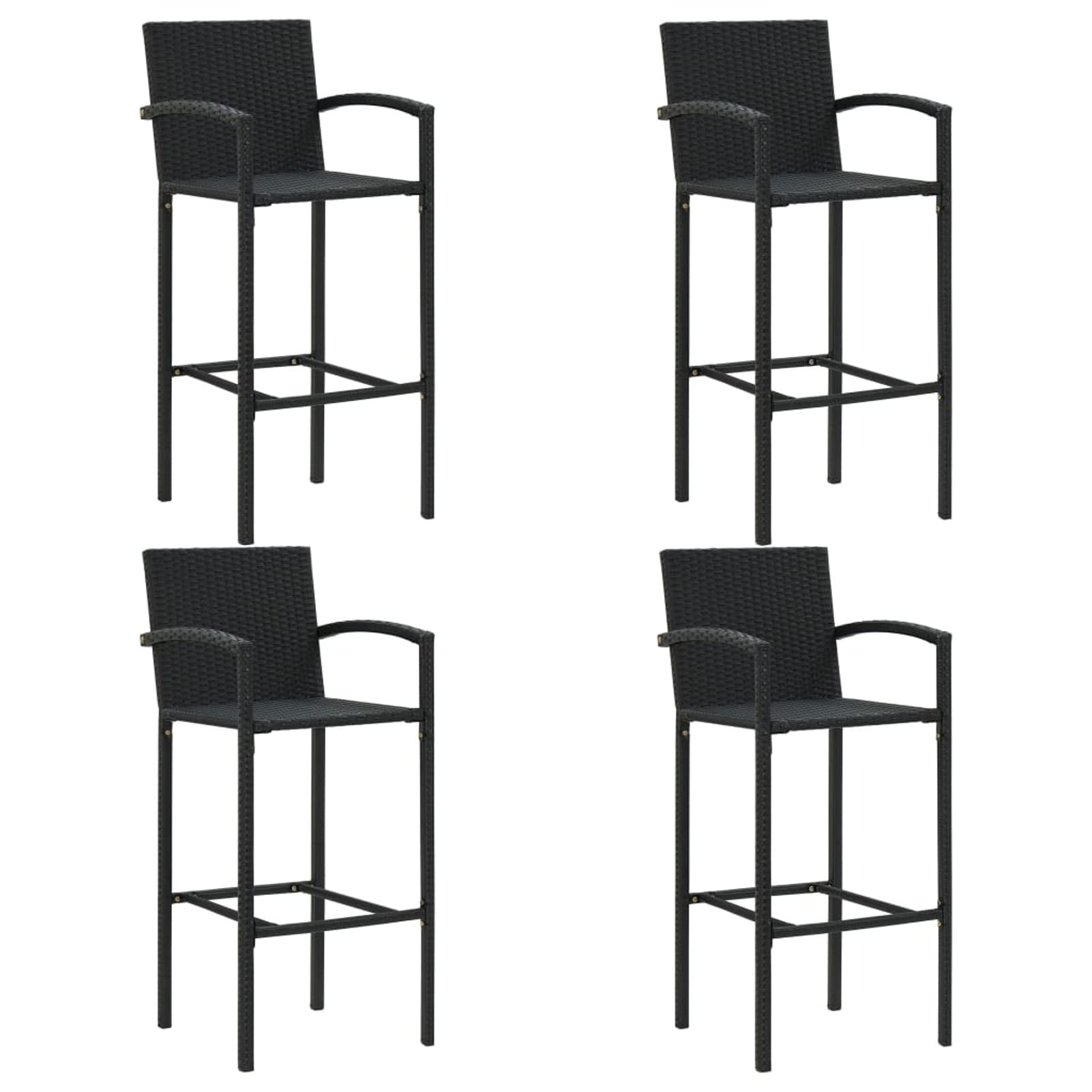 Rantry Mesa y taburetes Altos jardín y Cojines 5 pzas ratán PE negroJuegos de Muebles Altas, Mesa de Cafetería, Set de Balcón, Set de Bar Longitud Mesa 70 cm