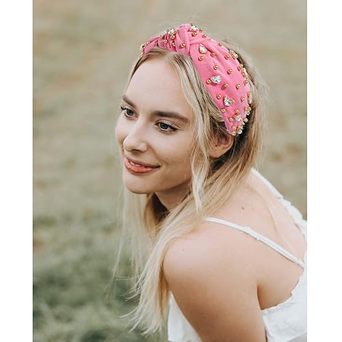 Vista 13 de Diademas anudadas de cristal para mujer, diademas brillantes con diamantes de imitación, cuentas doradas anchas adornadas, accesorios para el Negro