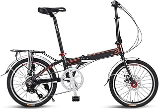 YUEGOO Folding Bicycle Lightweight Alloy Folding City Bike Bicycle, Foldable Bicycle Small Unisex Folding Bicycle 7-Speed Variable Speed, Adult Portable Bicycle City Bicycle