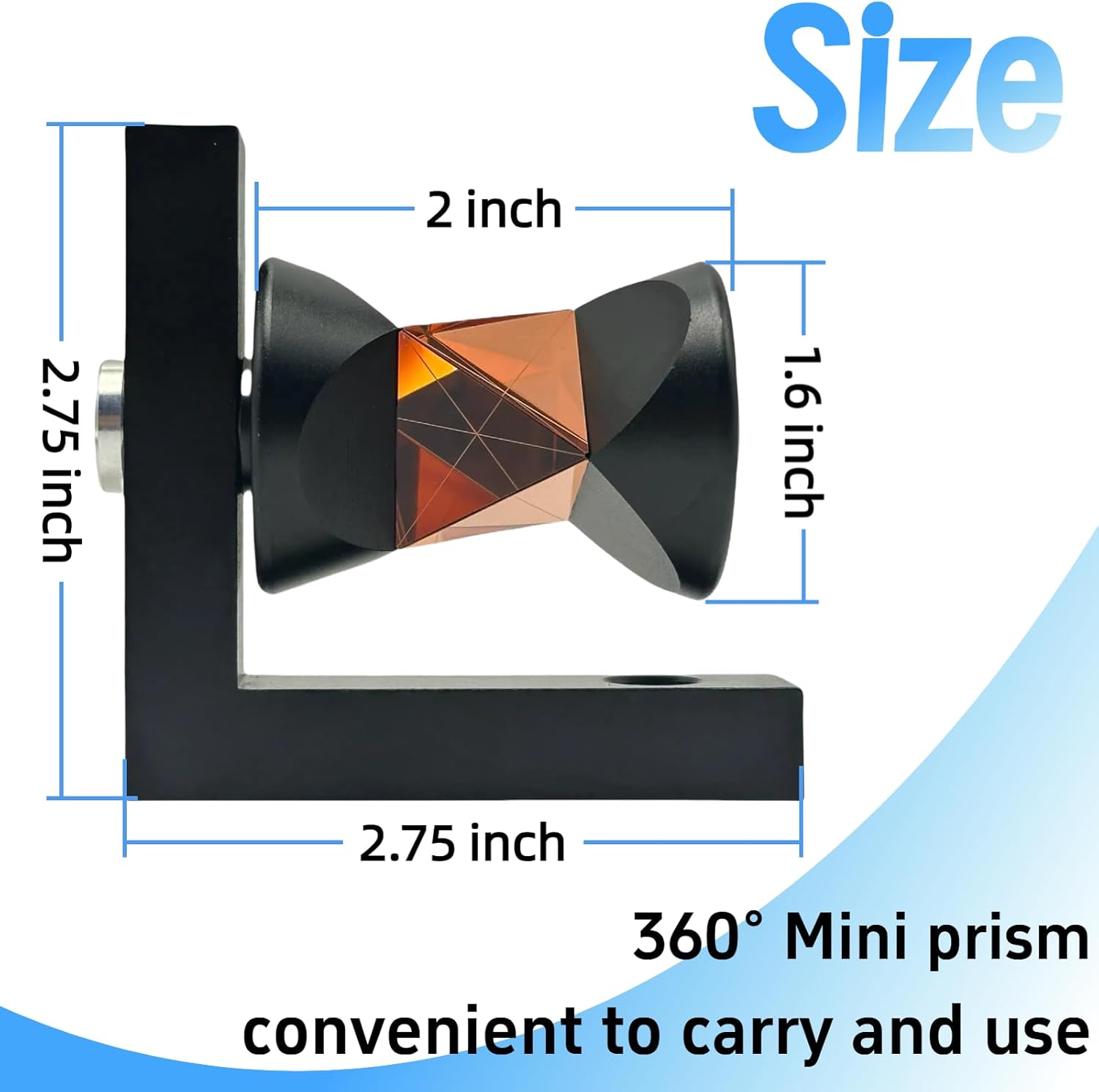 GRZ101 Replacement for Leica Prism 360 Degree Mini Copper/Silver Coated Survey Prism with L Bar Bracket Mount Total Station Prism