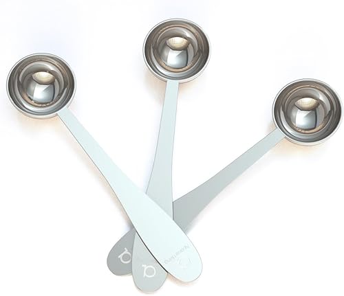 Apace Living Juego de 3 cucharas medidoras de acero inoxidable para té de hojas sueltas, café y más (M, plateado)