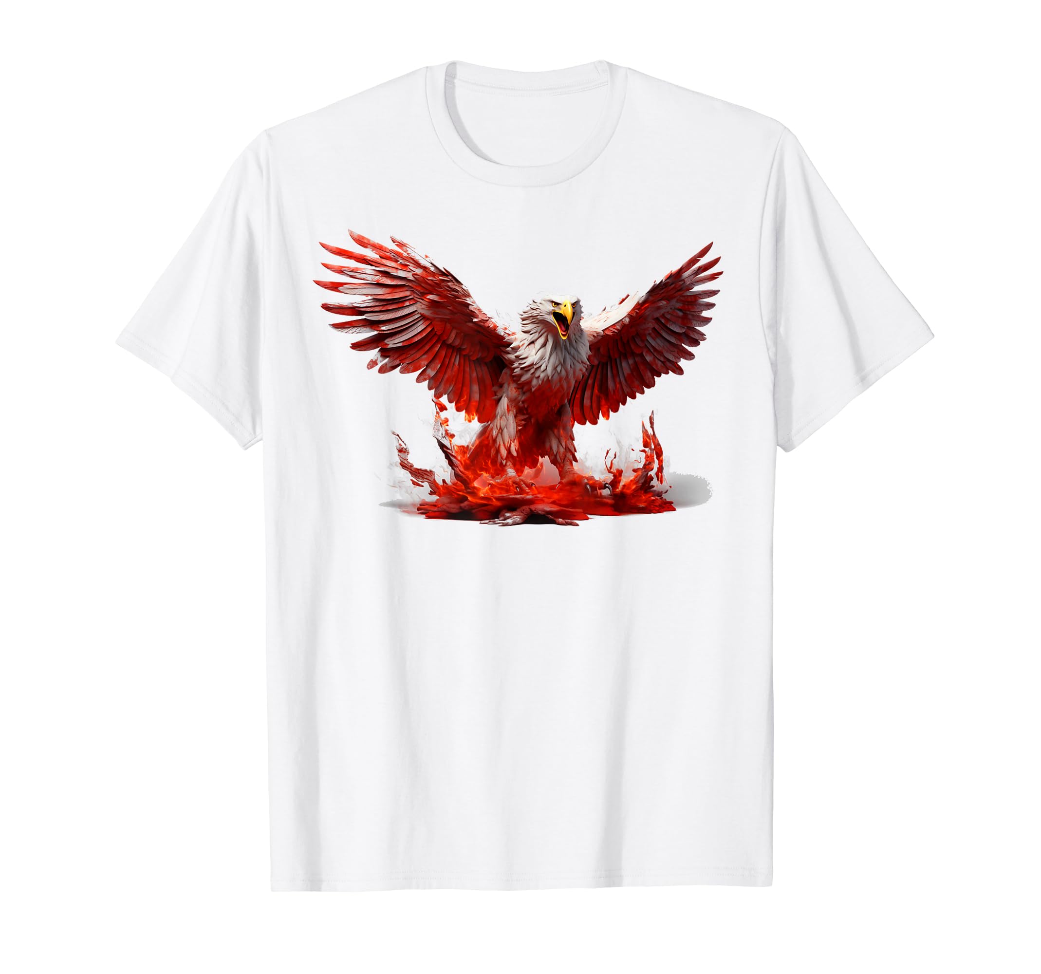 Amazon | ハクトウシ 手描き レッドアメリカンイーグル Tシャツ