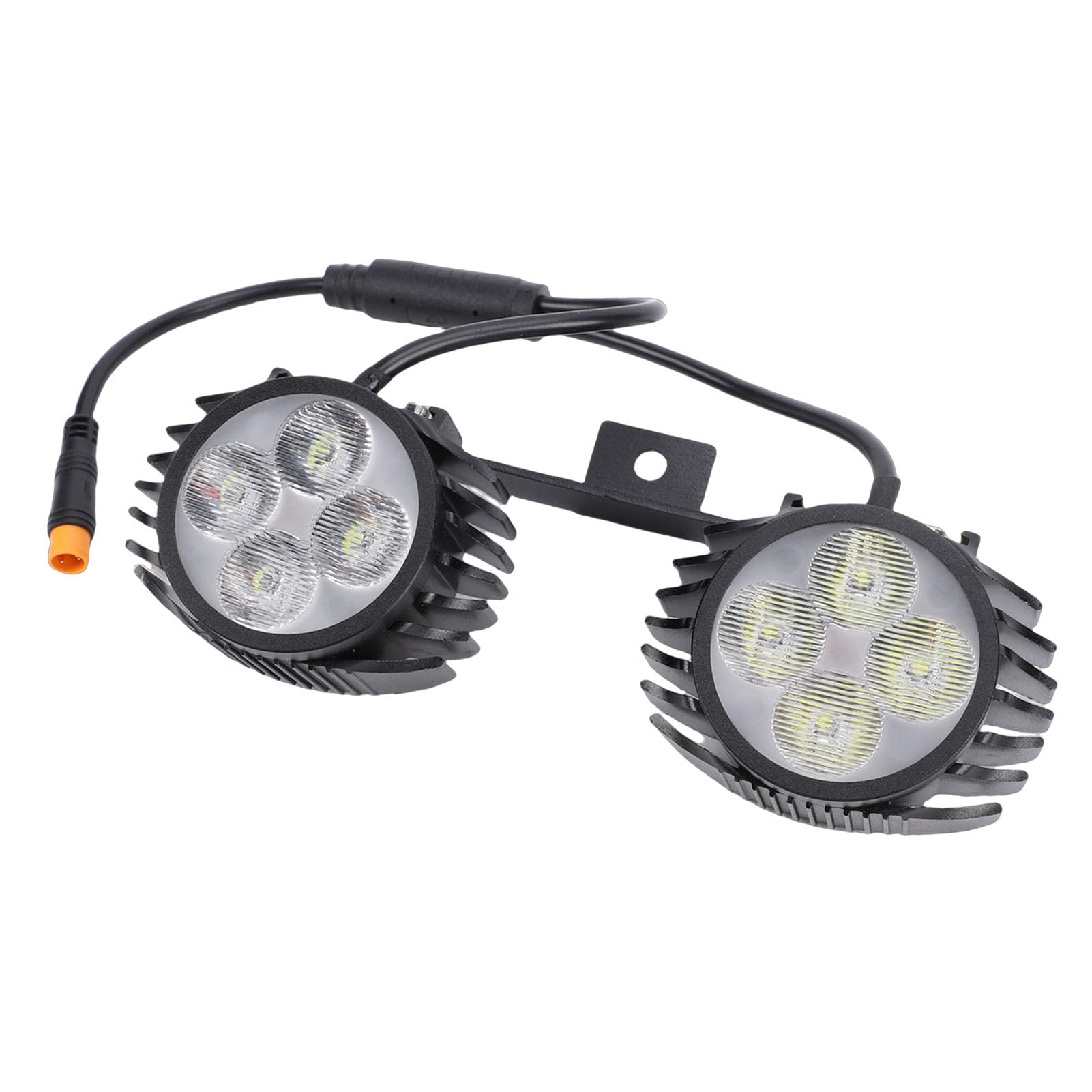 Tbest Luz Delantera de Doble Cabezal para Patinete Eléctrico, Lámpara LED Superbrillante de Aleación de Aluminio para Manillar, para Bicicletas, Motocicletas, Vehículos Compartidos